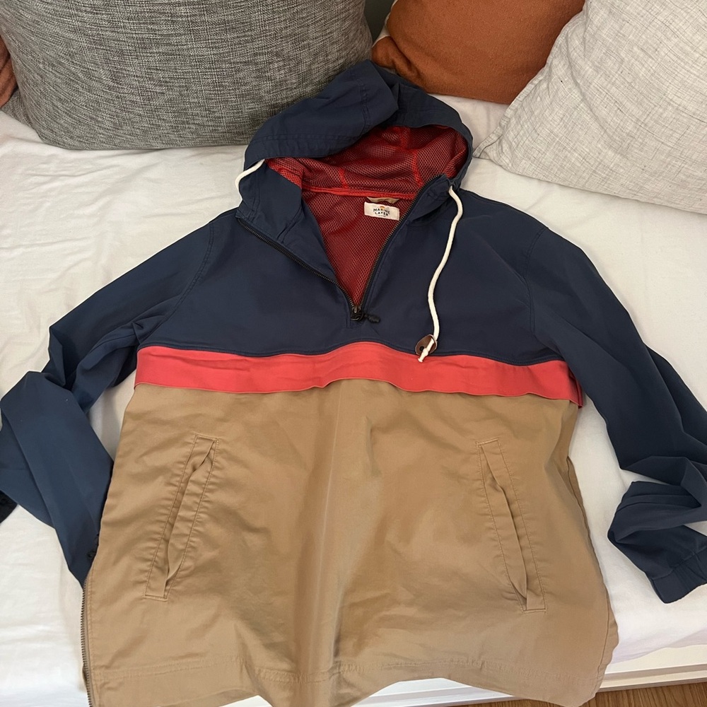 Marine Layer Navy and Tan Jacket with Red Accent